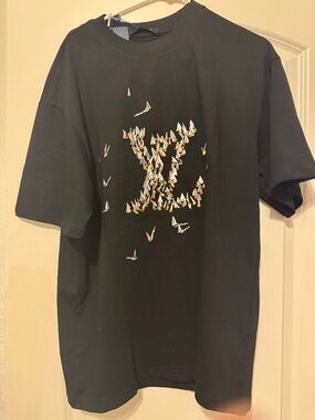 Louis Vuitton Black Crewneck Tee with Branded Tag New 2025-2026